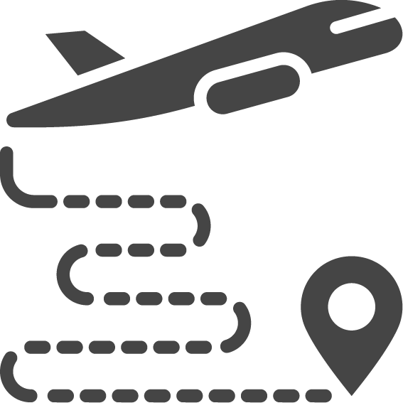 icon of jet and map pin