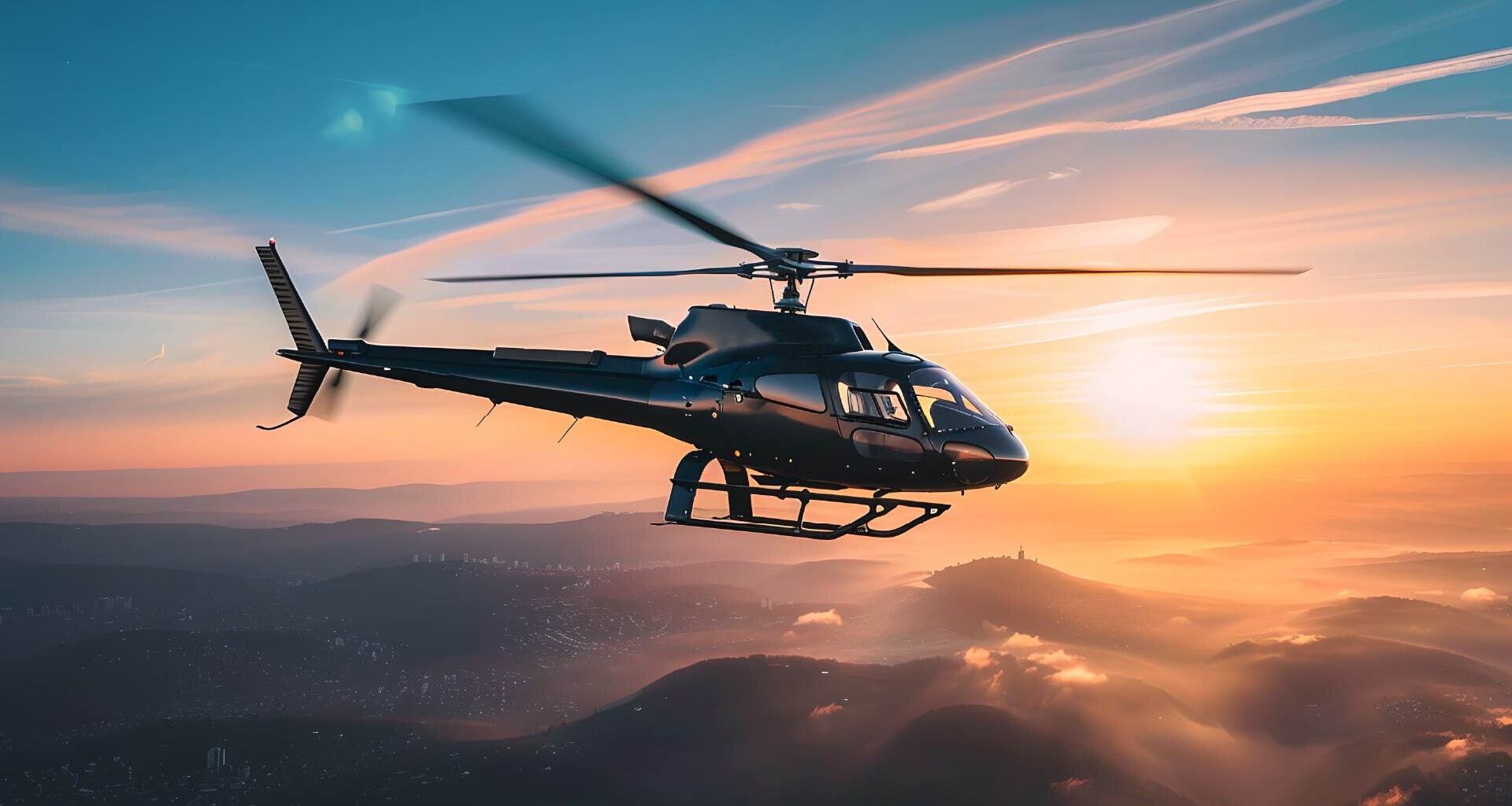 Private jet in sunset