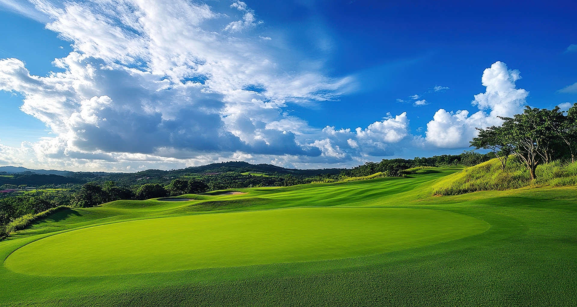 Golf course with beautiful turf and trees